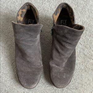 Fly London Charcoal Suede Ankle Boots, woman's, size 40, 9-10